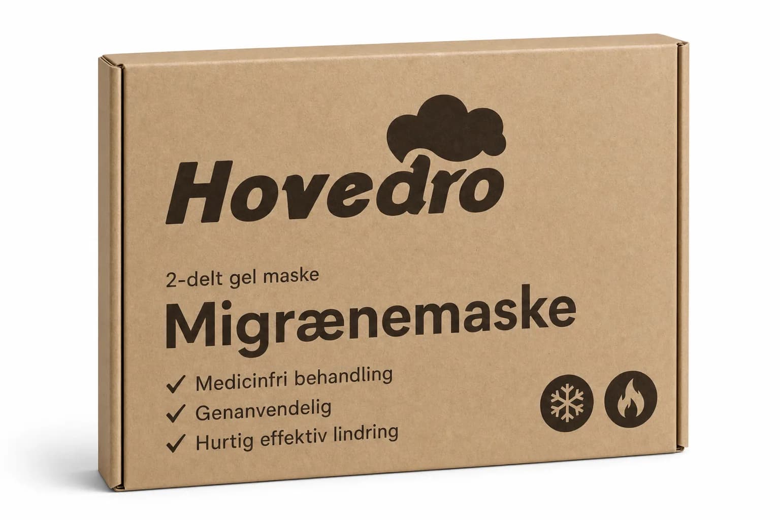 Hovedro-migreenimaskin pakkaus viistosti edestä